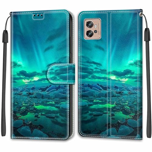 Feyten Kompatibel mit Motorola Moto G32 Hülle, Handyhülle Moto G32, Handytasche PU Leder Klappbar Schutzhülle Wallet Kartenfach Magnet Klapphülle Case Cover (Aurora) von Feyten