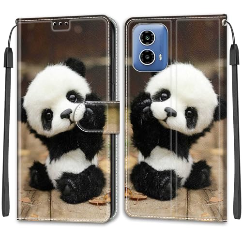 Feyten Kompatibel mit Motorola Moto G34 5G Hülle, Handyhülle Moto G34 5G, Handytasche PU Leder Klappbar Schutzhülle Wallet Kartenfach Magnet Klapphülle Case Cover (Panda) von Feyten