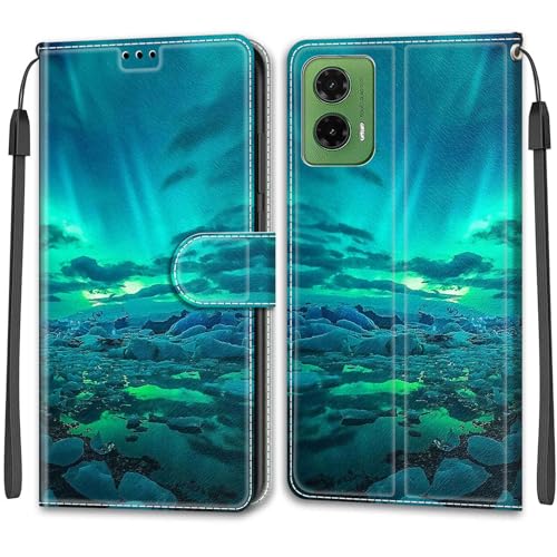 Feyten Kompatibel mit Motorola Moto G35 Hülle, Handyhülle Moto G35, Handytasche PU Leder Klappbar Schutzhülle Wallet Kartenfach Magnet Klapphülle Case Cover (Aurora) von Feyten