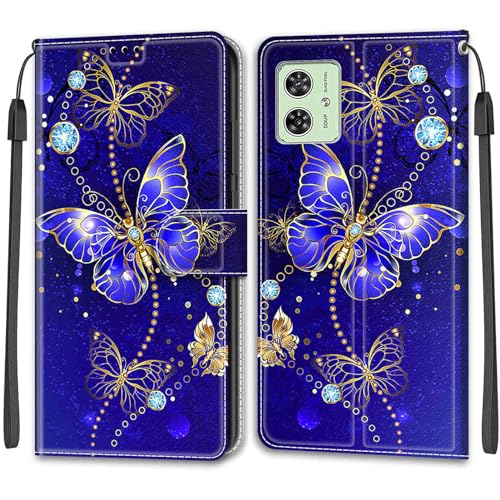 Feyten Kompatibel mit Motorola Moto G54 5G/Moto G54 Power Hülle, Handyhülle Moto G54 5G, Handytasche PU Leder Klappbar Schutzhülle Wallet Kartenfach Magnet Klapphülle Case Cover (Schmetterling 2) von Feyten
