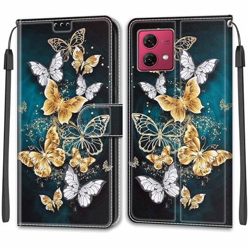 Feyten Kompatibel mit Motorola Moto G84 5G Hülle, Handyhülle Moto G84 5G, Handytasche PU Leder Klappbar Schutzhülle Wallet Kartenfach Magnet Klapphülle Case Cover (Schmetterling 3) von Feyten