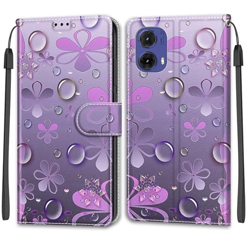 Feyten Kompatibel mit Motorola Moto G85 5G Hülle, Handyhülle Moto G85 5G, Handytasche PU Leder Klappbar Schutzhülle Wallet Kartenfach Magnet Klapphülle Case Cover (Blume) von Feyten