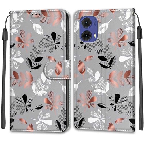 Feyten Kompatibel mit Motorola Moto G85 5G Hülle, Handyhülle Moto G85 5G, Handytasche PU Leder Klappbar Schutzhülle Wallet Kartenfach Magnet Klapphülle Case Cover (Laub) von Feyten
