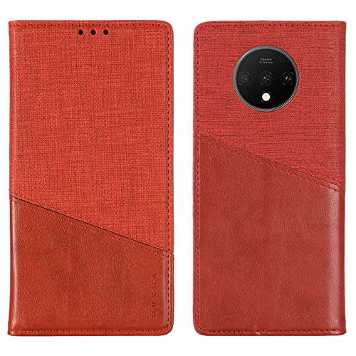 Feyten Kompatibel mit OnePlus 7T Hülle, Handyhülle für OnePlus 7T, PU Leder Klappbar Flip Case Stoßfest Klapphülle Magnet Kartenfach Tasche Schutzhülle Schutz Lederhülle für OnePlus 7T (Rot) von Feyten