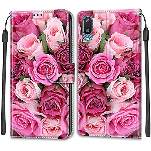 Feyten Kompatibel Mit Samsung Galaxy A02/M02 Hülle, Handyhülle, Schutzhülle Wallet Leder Klappbar Kartenfach Magnet Klapphülle Case Cover Lederhülle (Rose 2) von Feyten