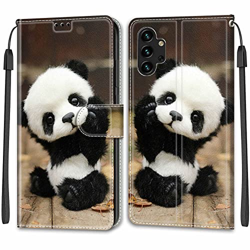 Feyten Kompatibel mit Samsung Galaxy A04S / A04 4G Hülle, Handyhülle Samsung A04S/A04 4G Schutzhülle Wallet Leder Klappbar Magnet Klapphülle Samsung A04S/A04 4G Cover Lederhülle (Panda) von Feyten