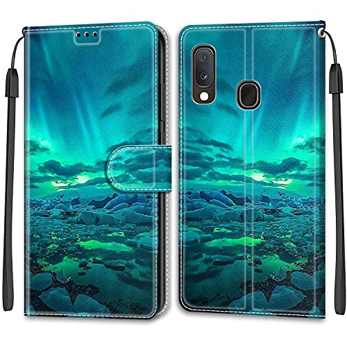 Feyten Kompatibel mit Samsung Galaxy A20E/A10E Hülle, Handyhülle, Schutzhülle Wallet Leder Klappbar Magnet Klapphülle Flip Case Cover Lederhülle (Aurora) von Feyten
