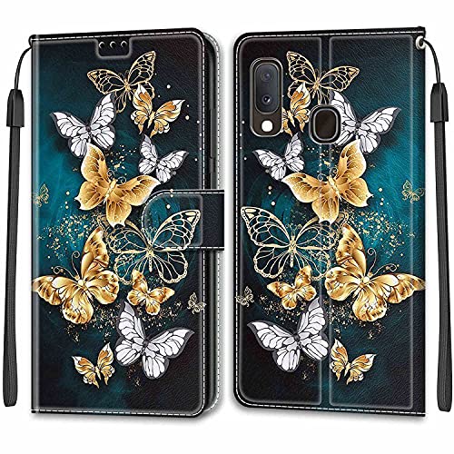 Feyten Kompatibel mit Samsung Galaxy A20E /A10E Hülle, Handyhülle Samsung A20E /A10E, Galaxy A20E /A10E Schutzhülle Wallet Leder Klappbar Magnet Klapphülle Flip Case Cover Lederhülle (Schmetterling 3) von Feyten