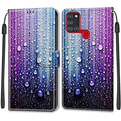 Feyten Kompatibel mit Samsung Galaxy A21S Hülle, Handyhülle Samsung A21S, Galaxy A21S Schutzhülle Wallet Leder Klappbar Kartenfach Klapphülle Samsung A21S Flip Case Cover Lederhülle (Lila-Blau) von Feyten