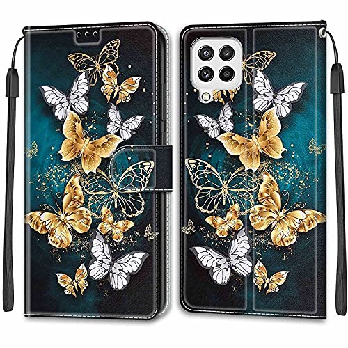 Feyten Kompatibel mit Samsung Galaxy A22 4G Hülle, Handyhülle Samsung A22 4G, Galaxy A22 4G Schutzhülle Wallet Leder Klappbar Magnet Klapphülle Samsung A22 4G Case Cover Lederhülle (Schmetterling 3) von Feyten