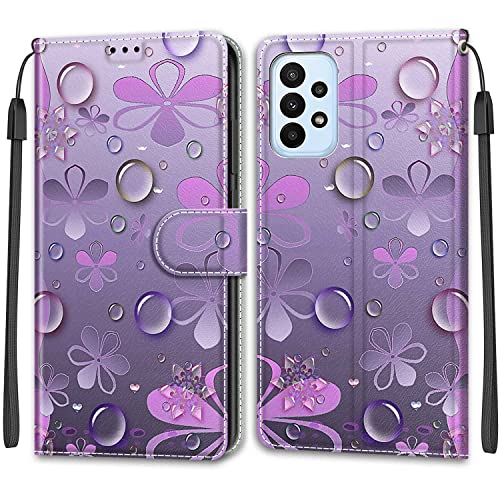 Feyten Kompatibel mit Samsung Galaxy A23 5G Hülle, Handyhülle Samsung A23 5G, Galaxy A23 5G Schutzhülle Wallet Leder Klappbar Magnet Klapphülle Samsung A23 5G Case Cover Lederhülle (Blume) von Feyten