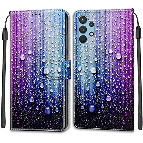 Feyten Kompatibel mit Samsung Galaxy A32 4G Hülle, Handyhülle Samsung A32 4G, Galaxy A32 4G Schutzhülle Wallet Leder Klappbar Magnet Klapphülle Samsung A32 4G Case Cover Lederhülle (Lila-Blau) von Feyten