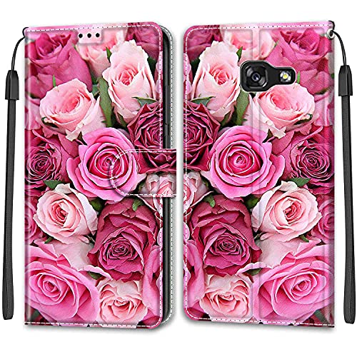 Feyten Kompatibel mit Samsung Galaxy A5 2017 /A520 Hülle, Handyhülle Samsung A5 2017 /A520, Galaxy A5 2017 /A520 Schutzhülle Wallet Leder Magnet Klapphülle Flip Case Cover Lederhülle (Rose 2) von Feyten