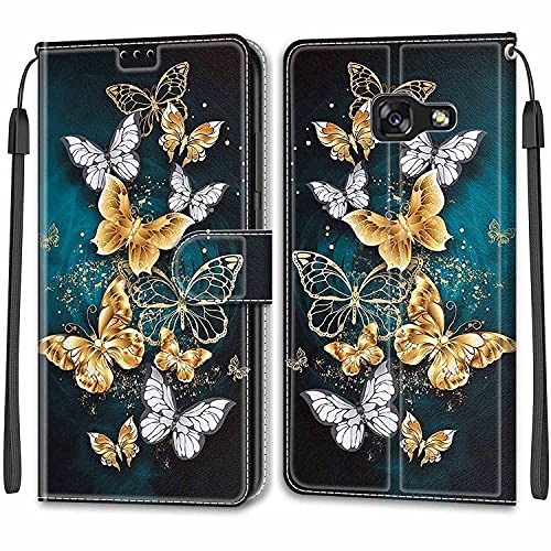 Feyten Kompatibel mit Samsung Galaxy A5 2017 /A520 Hülle, Handyhülle Samsung A5 2017 /A520, Galaxy A5 2017 /A520 Schutzhülle Wallet Leder Magnet Klapphülle Flip Case Cover Lederhülle (Schmetterling 3) von Feyten