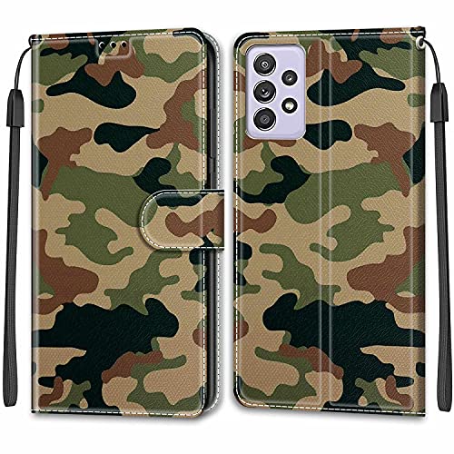 Feyten Kompatibel Mit Samsung Galaxy A52S 5G/A52 Hülle, Handyhülle Schutzhülle Wallet Leder Magnet Klapphülle Case Cover (Tarnung) von Feyten