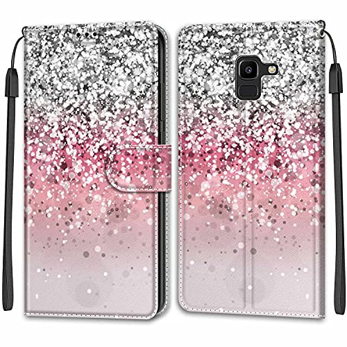 Feyten Kompatibel mit Samsung Galaxy J6 2018 Hülle, Handyhülle Samsung J6 2018, Galaxy J6 2018 Schutzhülle Wallet Leder Klappbar Kartenfach Magnet Samsung J6 2018 Case Lederhülle (Bling) von Feyten