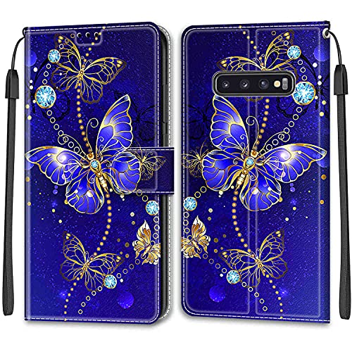 Feyten Kompatibel mit Samsung Galaxy S10 Hülle, Handyhülle Samsung S10, Handytasche S10 Schutzhülle Wallet Leder Klappbar Kartenfach Magnet Klapphülle Samsung S10 Case Lederhülle (Schmetterling 2) von Feyten