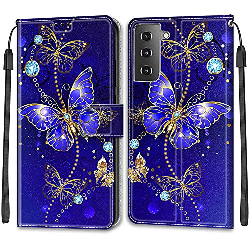 Feyten Kompatibel mit Samsung Galaxy S21 Plus Hülle, Handyhülle Samsung S21 Plus, Galaxy S21 Plus Schutzhülle Wallet Leder Klappbar Kartenfach Magnet Klapphülle Case Lederhülle (Schmetterling 2) von Feyten