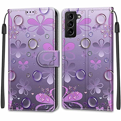 Feyten Kompatibel mit Samsung Galaxy S22 Plus Hülle, Handyhülle Samsung S22 Plus, Galaxy S22 Plus Schutzhülle Wallet Leder Klappbar Kartenfach Magnet Klapphülle Case Lederhülle (Blume) von Feyten