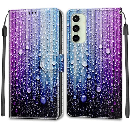 Feyten Kompatibel mit Samsung Galaxy S24 FE Hülle, Handyhülle Samsung S24 FE, Handytasche PU Leder Klappbar Schutzhülle Wallet Kartenfach Magnet Klapphülle Case Cover (Lila-Blau) von Feyten