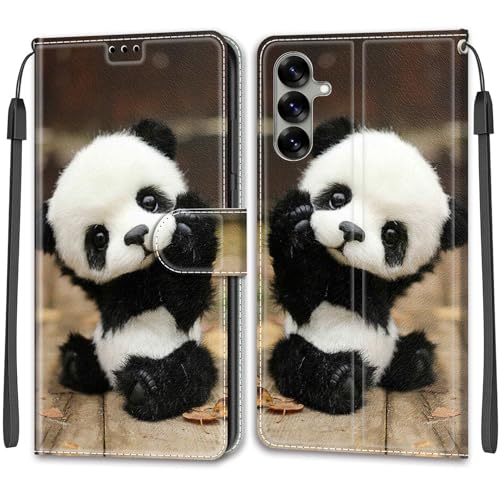 Feyten Kompatibel mit Samsung Galaxy S25 Hülle, Handyhülle Samsung S25, Handytasche PU Leder Klappbar Schutzhülle Wallet Kartenfach Magnet Klapphülle Case Cover (Panda) von Feyten