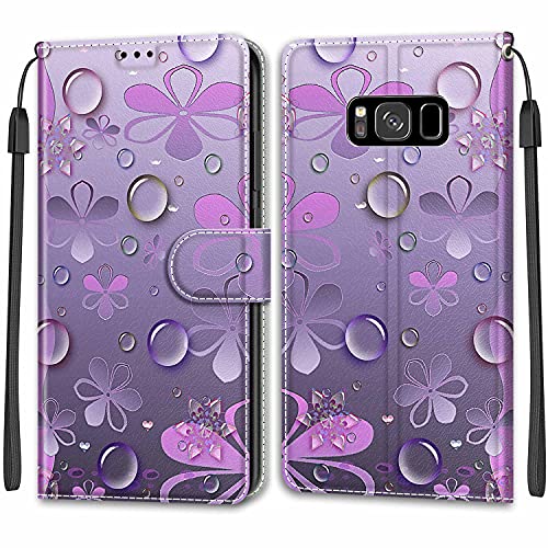 Feyten Kompatibel mit Samsung Galaxy S8 Hülle, Handyhülle Samsung S8, Handytasche S8 Schutzhülle Wallet Leder Klappbar Kartenfach Magnet Klapphülle Samsung S8 Flip Case Lederhülle (Blume) von Feyten