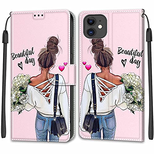 Feyten Kompatibel Mit iPhone 11 Hülle - PU Leder Klappbar Schutzhülle Wallet Mit Kartenfach Und Magnet - Klapphülle Case Cover Lederhülle (6,1 Zoll) (Mädchen) von Feyten