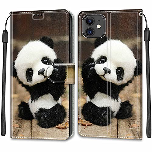 Feyten Kompatibel mit iPhone 11 Hülle, Handyhülle iPhone 11, PU Leder Klappbar Schutzhülle iPhone 11 Wallet Kartenfach Magnet Klapphülle Case Cover Lederhülle iPhone 11 (6,1 Zoll) (Panda) von Feyten