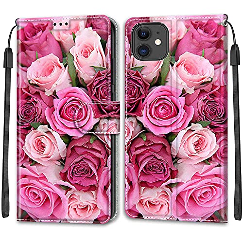 Feyten Kompatibel mit iPhone 11 Hülle, Handyhülle iPhone 11, PU Leder Klappbar Schutzhülle iPhone 11 Wallet Kartenfach Magnet Klapphülle Case Cover Lederhülle iPhone 11 (6,1 Zoll) (Rose 2) von Feyten