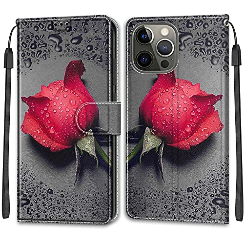 Feyten Kompatibel mit iPhone 13 Pro Max Hülle, Handyhülle iPhone 13 Pro Max (6,7 Zoll), Handytasche PU Leder Klappbar Schutzhülle Wallet Kartenfach Magnet Klapphülle Case Cover (Rose 1) von Feyten