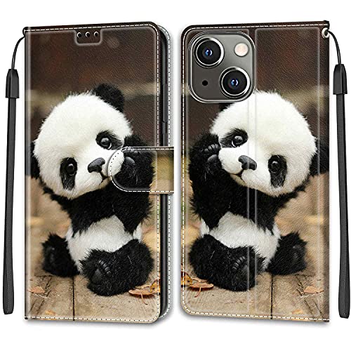 Feyten Kompatibel mit iPhone 14 Hülle, Handyhülle iPhone 14, PU Leder Klappbar Schutzhülle iPhone 14 Wallet Kartenfach Magnet Klapphülle Case Cover Lederhülle iPhone 14 (6,1 Zoll) (Panda) von Feyten