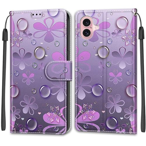 Feyten Kompatibel mit iPhone 16 Hülle, Handyhülle iPhone 16, Handytasche PU Leder Klappbar Schutzhülle Wallet Kartenfach Magnet Klapphülle Case Cover (Blume) von Feyten