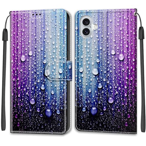 Feyten Kompatibel mit iPhone 16 Plus Hülle, Handyhülle iPhone 16 Plus, Handytasche PU Leder Klappbar Schutzhülle Wallet Kartenfach Magnet Klapphülle Case Cover (Lila-Blau) von Feyten