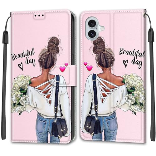 Feyten Kompatibel mit iPhone 16 Plus Hülle, Handyhülle iPhone 16 Plus, Handytasche PU Leder Klappbar Schutzhülle Wallet Kartenfach Magnet Klapphülle Case Cover (Mädchen) von Feyten