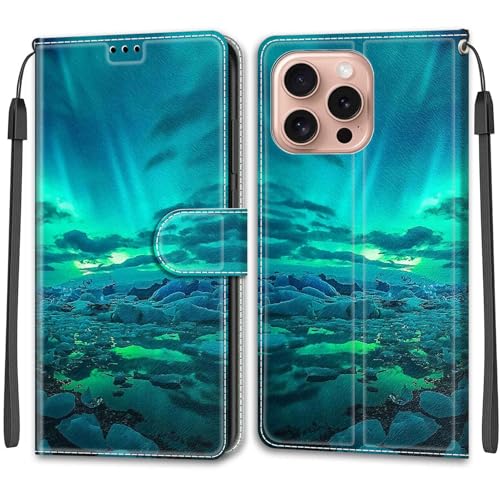 Feyten Kompatibel mit iPhone 16 Pro Hülle, Handyhülle iPhone 16 Pro, Handytasche PU Leder Klappbar Schutzhülle Wallet Kartenfach Magnet Klapphülle Case Cover (Aurora) von Feyten