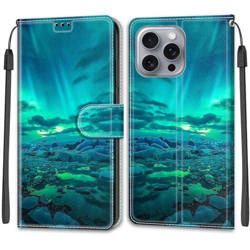 Feyten Kompatibel mit iPhone 16 Pro Max Hülle, Handyhülle iPhone 16 Pro Max, Handytasche PU Leder Klappbar Schutzhülle Wallet Kartenfach Magnet Klapphülle Case Cover (Aurora) von Feyten