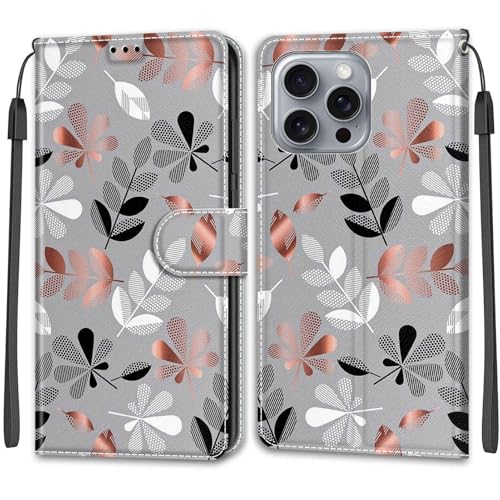 Feyten Kompatibel mit iPhone 16 Pro Max Hülle, Handyhülle iPhone 16 Pro Max, Handytasche PU Leder Klappbar Schutzhülle Wallet Kartenfach Magnet Klapphülle Case Cover (Laub) von Feyten