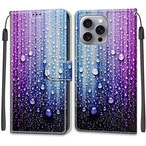 Feyten Kompatibel mit iPhone 16 Pro Max Hülle, Handyhülle iPhone 16 Pro Max, Handytasche PU Leder Klappbar Schutzhülle Wallet Kartenfach Magnet Klapphülle Case Cover (Lila-Blau) von Feyten