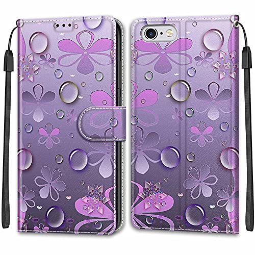 Feyten Kompatibel mit iPhone 6S /6 Hülle, Handyhülle iPhone 6S / iPhone 6 (4,7 Zoll), Handytasche PU Leder Klappbar Schutzhülle Wallet Kartenfach Magnet Klapphülle Case Cover (Blume) von Feyten