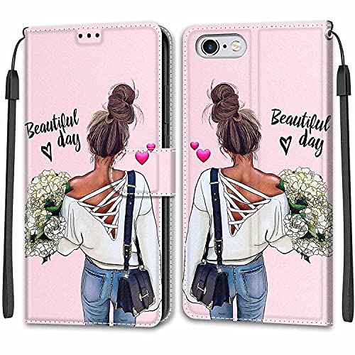 Feyten Kompatibel mit iPhone 6S /6 Hülle, Handyhülle iPhone 6S / iPhone 6 (4,7 Zoll), Handytasche PU Leder Klappbar Schutzhülle Wallet Kartenfach Magnet Klapphülle Case Cover (Mädchen) von Feyten
