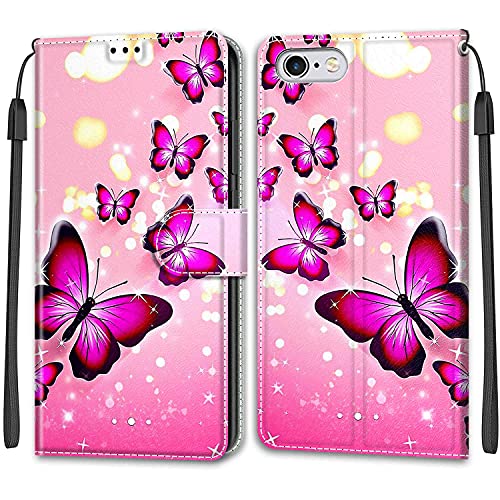 Feyten Kompatibel mit iPhone 6S /6 Hülle, Handyhülle iPhone 6S / iPhone 6 (4,7 Zoll), Handytasche PU Leder Klappbar Schutzhülle Wallet Kartenfach Magnet Klapphülle Case Cover (Schmetterling 1) von Feyten