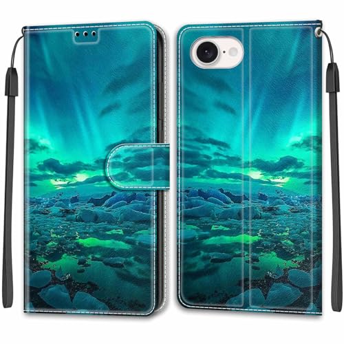 Feyten Kompatibel mit iPhone SE4 2025 Hülle, Handyhülle iPhone SE4 2025, Handytasche PU Leder Klappbar Schutzhülle Wallet Kartenfach Magnet Klapphülle Case Cover (Aurora) von Feyten