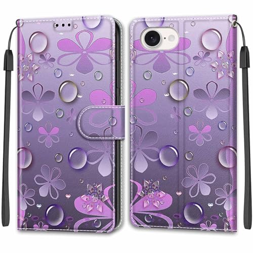 Feyten Kompatibel mit iPhone SE4 2025 Hülle, Handyhülle iPhone SE4 2025, Handytasche PU Leder Klappbar Schutzhülle Wallet Kartenfach Magnet Klapphülle Case Cover (Blume) von Feyten