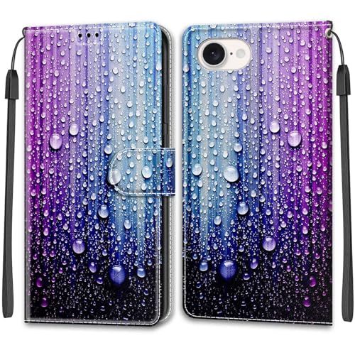 Feyten Kompatibel mit iPhone SE4 2025 Hülle, Handyhülle iPhone SE4 2025, Handytasche PU Leder Klappbar Schutzhülle Wallet Kartenfach Magnet Klapphülle Case Cover (Lila-Blau) von Feyten