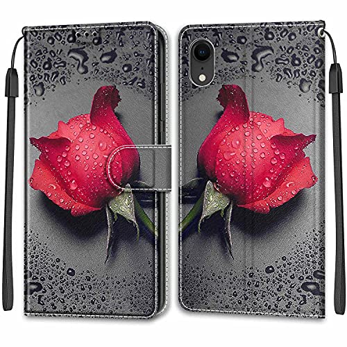 Feyten Kompatibel mit iPhone XR Hülle, Handyhülle iPhone XR, PU Leder Klappbar Schutzhülle iPhone XR Wallet Kartenfach Magnet Klapphülle Case Cover Lederhülle iPhone XR (6,1 Zoll) (Rose 1) von Feyten