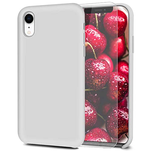 Feyten iPhone XR Hülle [mit Displayschutz], Silikon Schutzschale Handyhülle Schutzhülle Bumper Case Schutz vor Stoßfest/Scratch Cover (Hellgrau) von Feyten