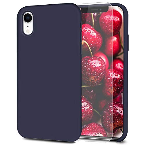 Feyten iPhone XR Hülle [mit Displayschutz], Silikon Schutzschale Handyhülle Schutzhülle Bumper Case Schutz vor Stoßfest/Scratch Cover (Mitternachtsblau) von Feyten