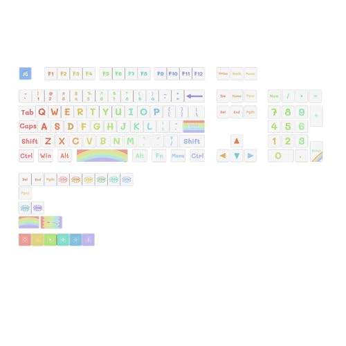 Fhkpsqkcn 125 Tasten Mit Regenbogen Motiv MDAs Höhe PBTs Farbsublimations Tastenkappen Set Für Benutzerdefinierte Mechanische Tastaturen von Fhkpsqkcn