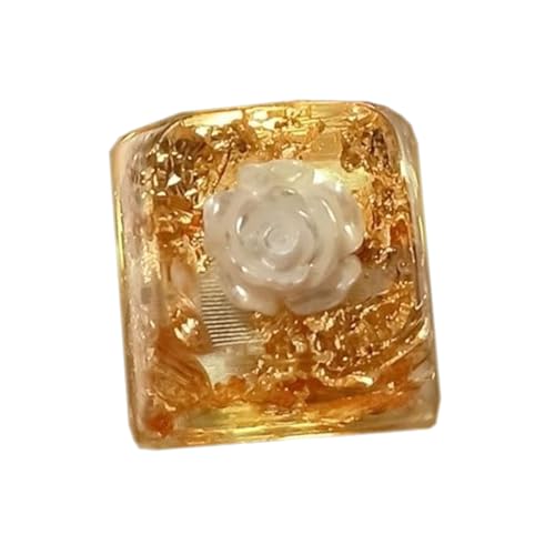 Fhkpsqkcn Gamings Keycaps Camellias Harsinen Schlüsselkap Blütenmusterschlüsselcap Für Mechanische Tastaturen von Fhkpsqkcn