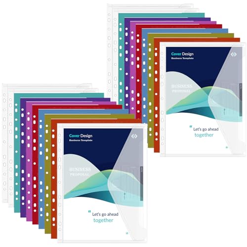 Fhlbestyu 10/20 PCS Dokumentenmappe A4, Dokumententasche A4 zum Abheftbar Wasserdicht, Sammelmappen für Dokumente Organisieren mit 11 Binderlöcher, Klettverschluss, Etikettentasche (20pcs-colorful) von Fhlbestyu